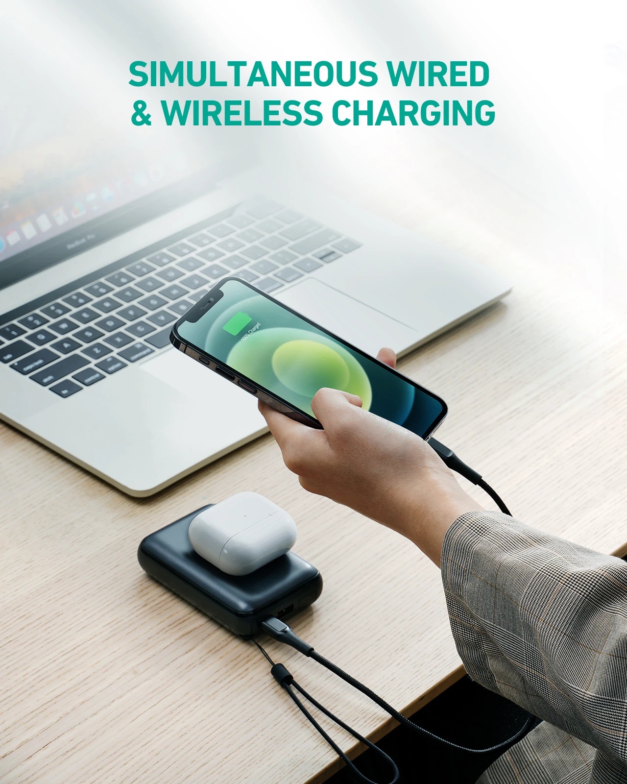 Aukey 20W 10000mAH PD Wireless Charging Powerbank with Kickstand